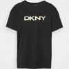 DKNY LACQUER SPARKLE LOGO OVERSIZED TEE - Print T-shirt - Black/gold -Bag Haven Store 0000f33de5ec418bb27660e0fde63a3c