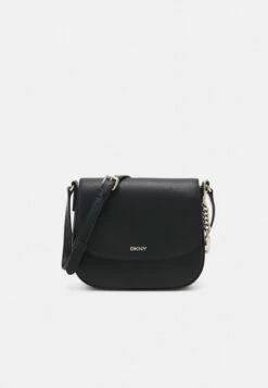 DKNY BRYANT SADDLE BAG - Across Body Bag - Black/gold-coloured