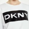 DKNY SEQUIN BOX CUT OUT LOGO - Sweatshirt - White -Bag Haven Store 03704a848b2548edacee98149e79fbf7