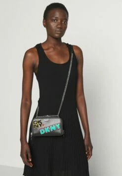 DKNY FELICIA ZIP BODY - Across Body Bag - Black/multi
