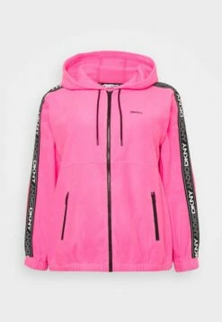 DKNY FLIP LOGO TAPE POLAR FULL ZIP HOODIE - Zip-up Sweatshirt - Laser Pink