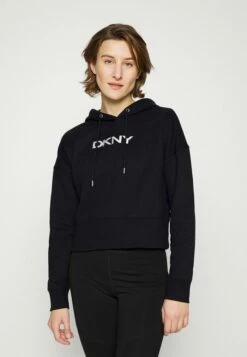 DKNY DEBOSSED SNAKE LOGO HOODIE - Hoodie - Black/silver