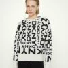 DKNY EXLOPDED HOODIE - Jumper - Ivory/black -Bag Haven Store 0ecddab5f5a54710a641d3c6a8db5726