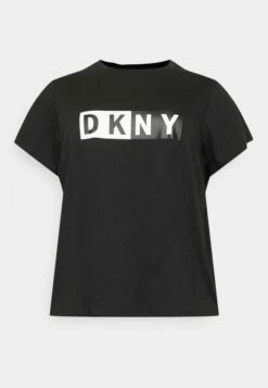 DKNY TWO TONE LOGO TEE - Print T-shirt - Black