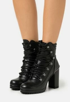 DKNY LENNI LACE UP - High Heeled Ankle Boots - Black