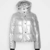 DKNY HIGH SHINE BOXY PUFFER REMOVABLE HOOD - Winter Jacket - Silver -Bag Haven Store 13399248069541ffbaef420f00501aeb