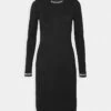 DKNY LOGO TAPING DRESS - Jumper Dress - Black/ivory/black -Bag Haven Store 13f3434938454c5bab62865dacfdd20c
