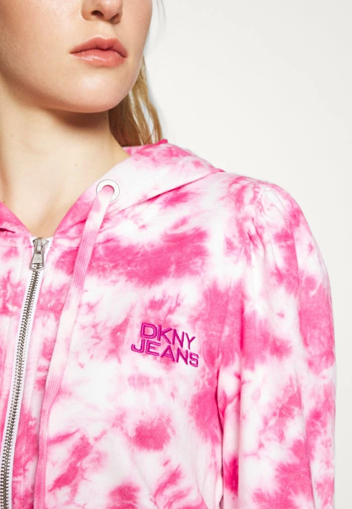 DKNY PUFF TIE DYE ZIP UP HOODIE - Zip-up Sweatshirt - White/hyper Pink 8 DKNY PUFF TIE DYE ZIP UP HOODIE - Zip-up Sweatshirt - White/hyper Pink - Image 6