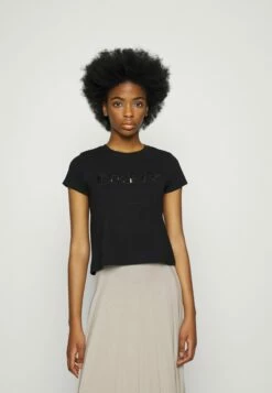 DKNY CROPPED SEQUIN PATCH - Print T-shirt - Black