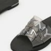 DKNY LOGO FLA SLIDE - Mules - Smoke Black -Bag Haven Store 207298874ac24ec08505f217cf460e4e