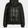 DKNY LOGO APPLIQUE FUNNEL NECK PUFFER - Winter Jacket - Black -Bag Haven Store 28e26b916b184bbdbf88be35245548f0