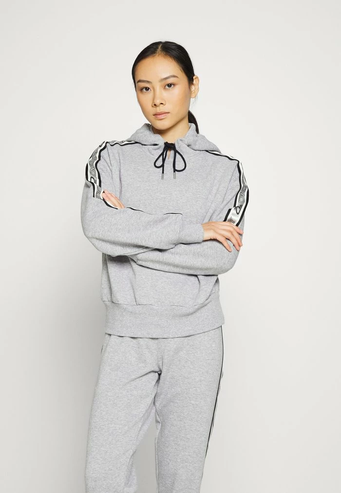 DKNY LOGO TAPE CROPPED HOODIE - Hoodie - Pearl Grey Heather 3 DKNY LOGO TAPE CROPPED HOODIE - Hoodie - Pearl Grey Heather