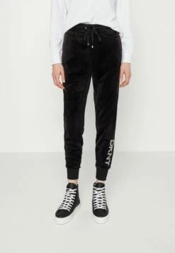 DKNY DIAMANTE LOGO - Tracksuit Bottoms - Black