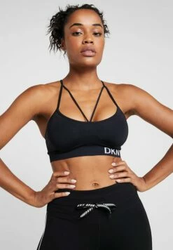 DKNY LOW IMPACT STRAPPYSEAMLESS BRA REMOVABLE CUPS - Light Support Sports Bra - Black