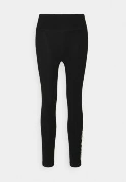 DKNY RHINESTONE LOGO HIGH WAIST 7/8 LEGGING - Leggings - Black