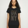 DKNY STACKED GROMMET LOGO - Print T-shirt - Black -Bag Haven Store 391a5dbf17b647c588280b903ca3e3af