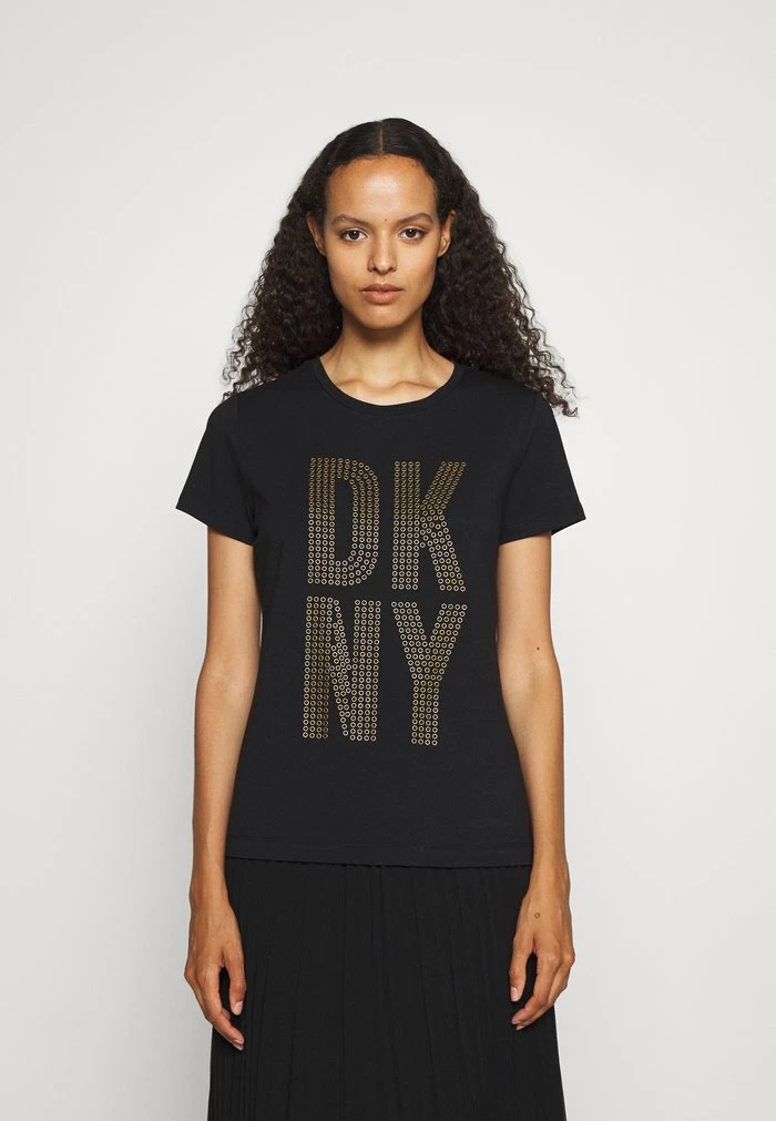 DKNY STACKED GROMMET LOGO - Print T-shirt - Black 3 DKNY STACKED GROMMET LOGO - Print T-shirt - Black