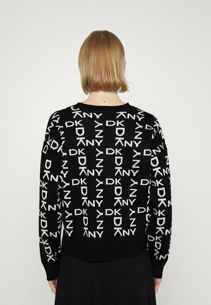 DKNY NECK EXPLODED LOGO SWEATER - Jumper - Black/ivory 5 DKNY NECK EXPLODED LOGO SWEATER - Jumper - Black/ivory - Image 3