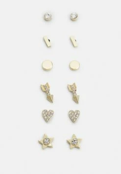 DKNY STUD HEART STAR 6 PACK - Earrings - Gold-coloured