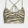 DKNY TIGER KING PRINT STRAPPY BACK BRA REMOVEABLE CUPS - Light Support Sports Bra - Latte -Bag Haven Store 54ff6bb93e4c4cf68c1c0e34b384d445