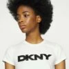 DKNY CROPPED SEQUIN PATCH - Print T-shirt - White -Bag Haven Store 5ce6b41b77324c5e940a17219c6af389