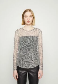 DKNY Long Sleeved Top - Ivory/black Multi