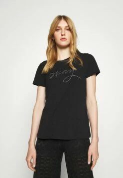 DKNY SCRIPT LOGO - Print T-shirt - Black