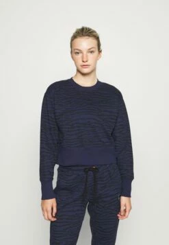 DKNY TIGER KING PRINT CROPPED DROP SHOULDER CREW NECK - Sweatshirt - Midnight