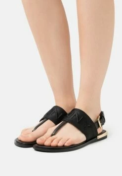 DKNY AMBER SLINGBACK FLAT THONG - T-bar Sandals - Black/shiny Black