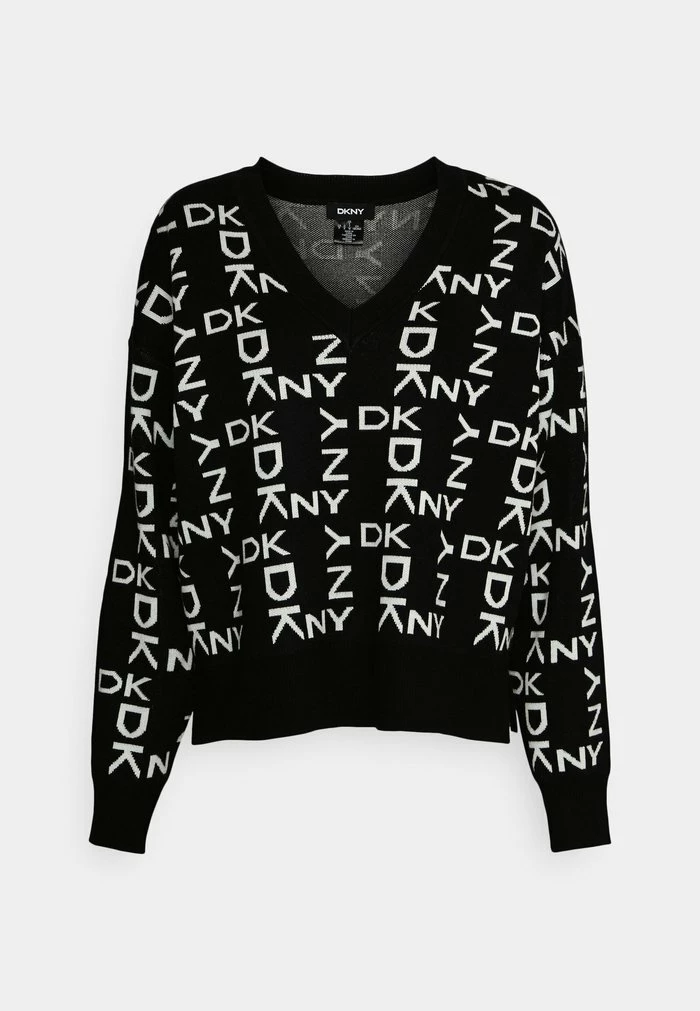 DKNY NECK EXPLODED LOGO SWEATER - Jumper - Black/ivory 7 DKNY NECK EXPLODED LOGO SWEATER - Jumper - Black/ivory - Image 5