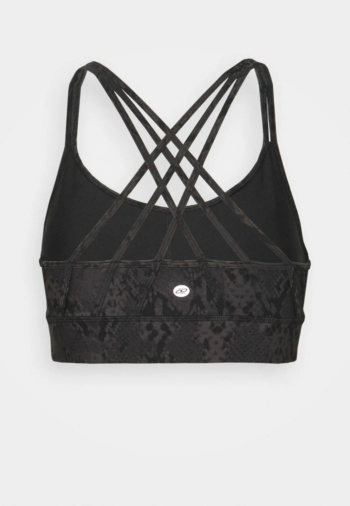 DKNY VIVID SNAKE PRINT STRAPPY BACK BRA REMOVABLE CUPS - Light Support Sports Bra - Black 4 DKNY VIVID SNAKE PRINT STRAPPY BACK BRA REMOVABLE CUPS - Light Support Sports Bra - Black - Image 2