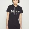 DKNY FLOUNCE LOGO HOODIE DRESS - Shirt Dress - Black/ivory -Bag Haven Store 78caae19e80342f6890d64df94740ef3