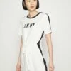DKNY COLORBLOCK TIE WAIST LOGO DRESS - Jersey Dress - Ivory/black -Bag Haven Store 78e359e1045c4c549720593da12393a8