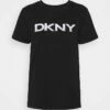 DKNY FOUNDATION LOGO TEE - Print T-shirt - Black -Bag Haven Store 7aea86e3d33640b389e59c05415319a3
