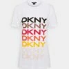 DKNY MULTIPLE LOGO - Print T-shirt - White/sunset/paradise Red -Bag Haven Store 7d98305c2f0a45cfb8464da97cbd842e