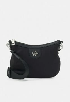 DKNY CAROL SADDLE - Across Body Bag - Black/silver-coloured