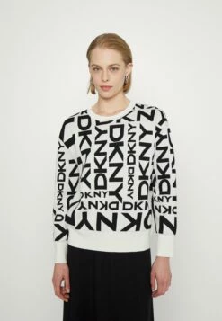 DKNY EXPLODED LOGO - Jumper - Ivory/black