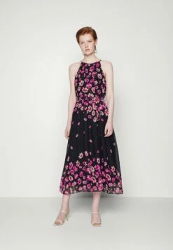 DKNY HALTER FIT MIDI WITH TIE WAIST - Day Dress - Spring Navy