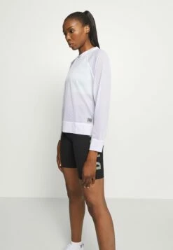 DKNY HONEYCOMB CREW NECKLONG SLEEVE PULL OVER - Long Sleeved Top - White