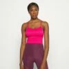 DKNY SEAMLESS STRAPPY CROP REMOVEABLE CUPS - Top - Beetroot -Bag Haven Store 949d39594589419d9025560d3e1e38ed