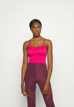 DKNY SEAMLESS STRAPPY CROP REMOVEABLE CUPS - Top - Beetroot