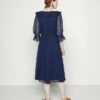 DKNY CINCHED BALLOON SLEEVE RUFFLE MIDI - Day Dress - Spring Navy -Bag Haven Store 9e0a4b21b26749c5b4b95e3b7da67768