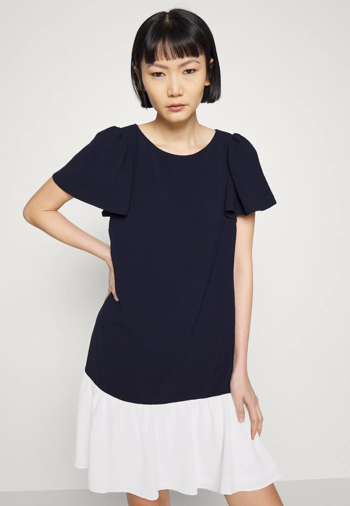 DKNY FLUTTER SLEEVE AND HEM TRAPEZE - Day Dress - Ivory/spring Navy 6 DKNY FLUTTER SLEEVE AND HEM TRAPEZE - Day Dress - Ivory/spring Navy - Image 4