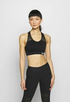 DKNY MEDIUM IMPACT SEAMLESS BRA REMOVABLE CUPS - Medium Support Sports Bra - Black