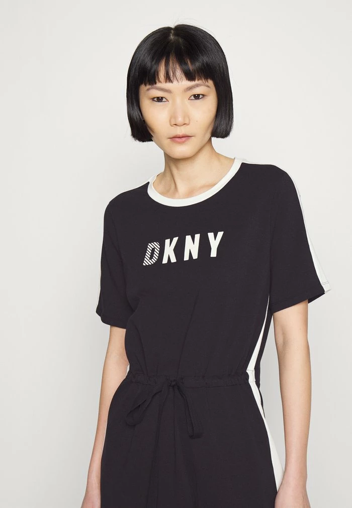 DKNY COLORBLOCK TIE WAIST LOGO DRESS - Jersey Dress - Black/ivory 6 DKNY COLORBLOCK TIE WAIST LOGO DRESS - Jersey Dress - Black/ivory - Image 4