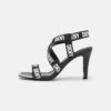 DKNY BANI MULTI BAND SLINGBACK - High Heeled Sandals - Black/white -Bag Haven Store adcc579515724fe89e3d156c7be2a7c2