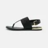 DKNY AMBER SLINGBACK FLAT THONG - T-bar Sandals - Black/shiny Black -Bag Haven Store b17e00430f864e6e88c040c12a5ae270