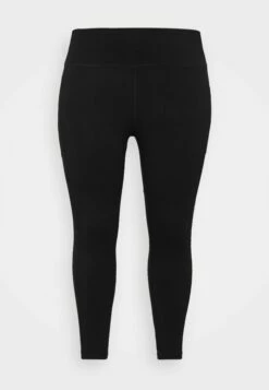 DKNY LOGO HIGH WAIST - Leggings - Trousers - Black