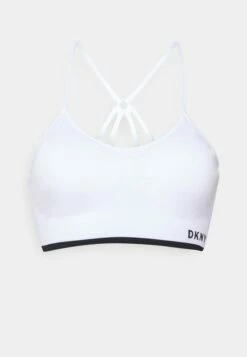 DKNY LOW IMPACT STRAPPY BRA REMOVABLE CUPS - Light Support Sports Bra - White