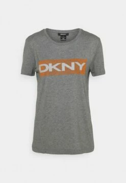 DKNY LOGO BEAD - Print T-shirt - Avenue Grey/marigold